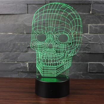 

7 Color Change 3D Skull Illusion Bedroom Usb Art Night Light Led Desk Table Lamp Led Touch Night Light