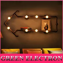 Industrial Rustic Steampunk METAL PIPE Lamp Vintage Loft Arrow Pipe Wall Lamp Bar Light with 8pcs E14 bulbs Lighting Decoration