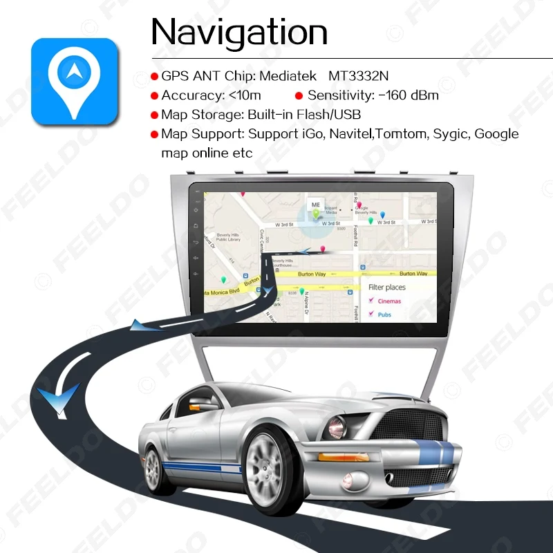 Clearance FEELDO 10.2 inch Bigger HD Screen Android 6.0 Quad Core Car Media Player With GPS Navi Radio For  Toyota Camry XV40/Daihatsu 7