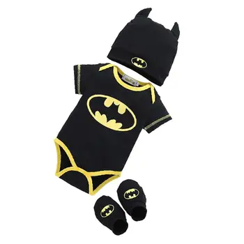 

Three-piece Clothes Set cotton Baby Boys' girls' Short Sleeve Superman Romper Hat Shoes and Socks Cute newborn