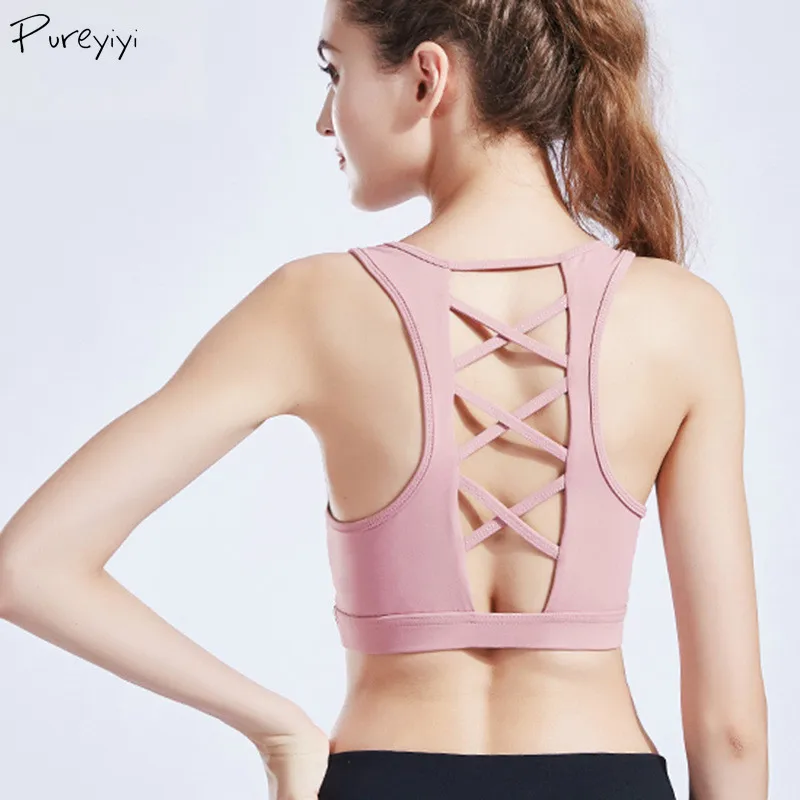① Спортивный бюстгальтер для тренировок Yoga Crop Tops Sexy Bacl выдалбливают спортивную одежду против ★