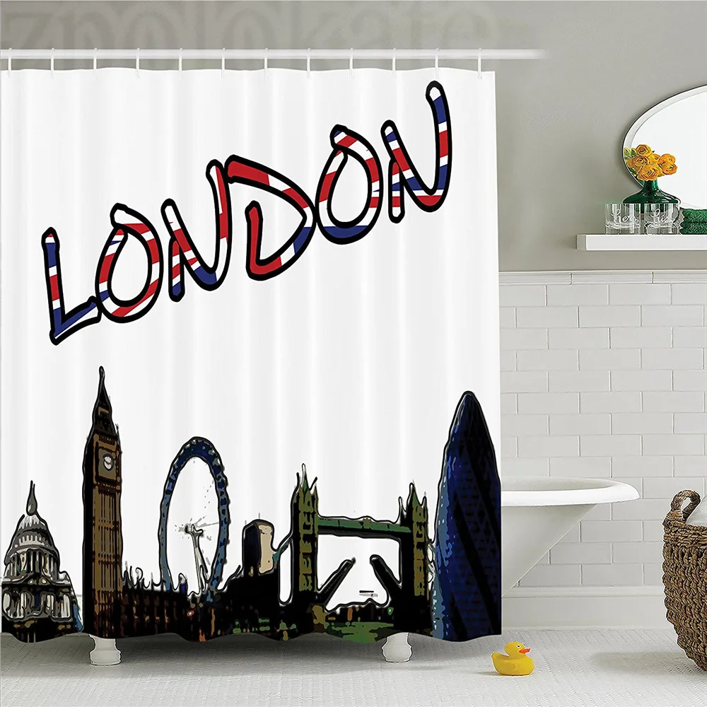 London занавески мультфильм стиль рисования известных достопримечательностей