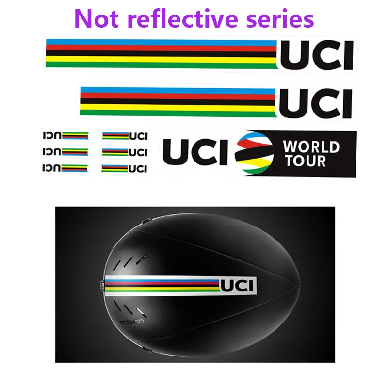 

Tour de France Helmet stickers for road bike bicycle UCI world champion rainbow stripe replacement decals Non-reflective version