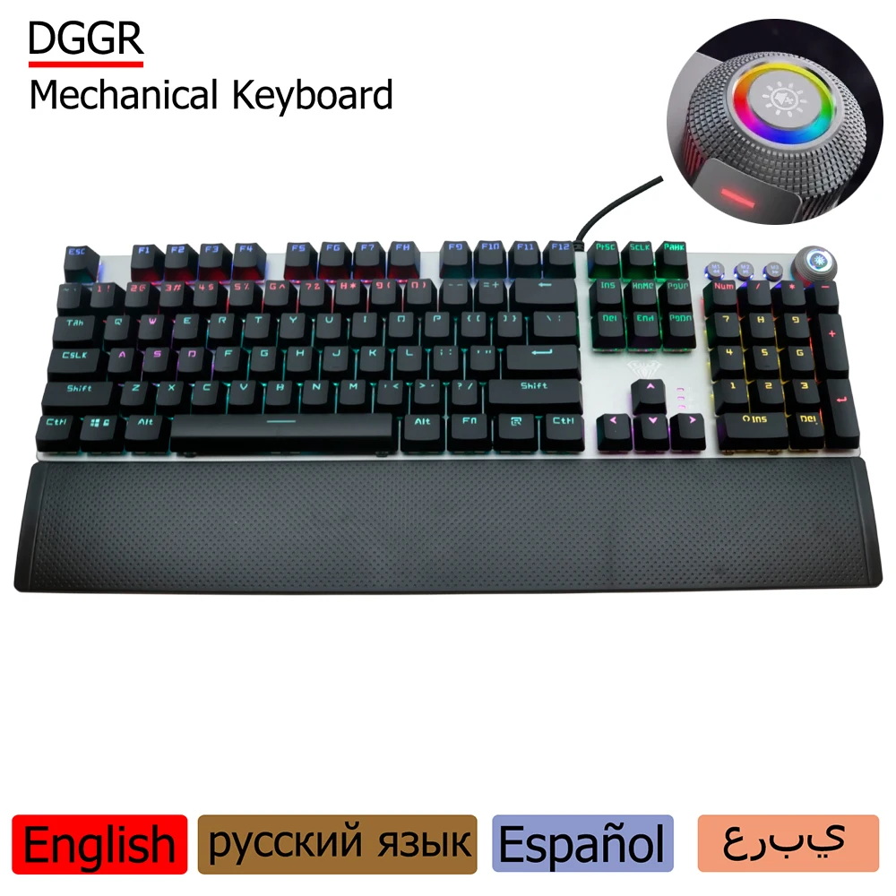 

AULA/DGGR 107 Keys Gaming Mechanical Keyboard Wrist Support USB Wired Lights LED Backlit Ccomputer Keyboard Gamer Russian custom