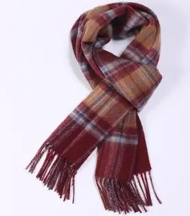 claret camel Скидки шерсть мужские классические модные клетчатые длинные шарфы 30x170 см лоскутный цвет - Цвет: claret camel