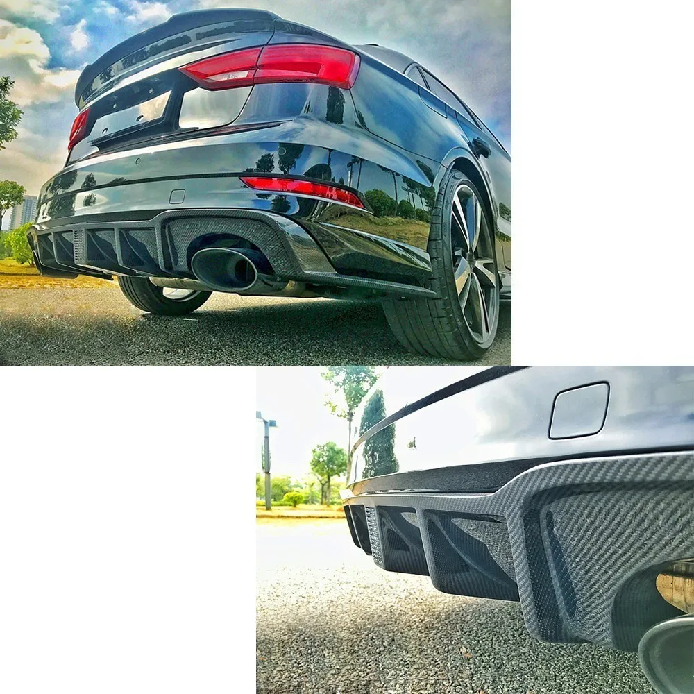 УГЛЕРОДНЫЙ диффузор для Audi RS3 Sedan 4 двери 2017 2018 губа на задний бампер