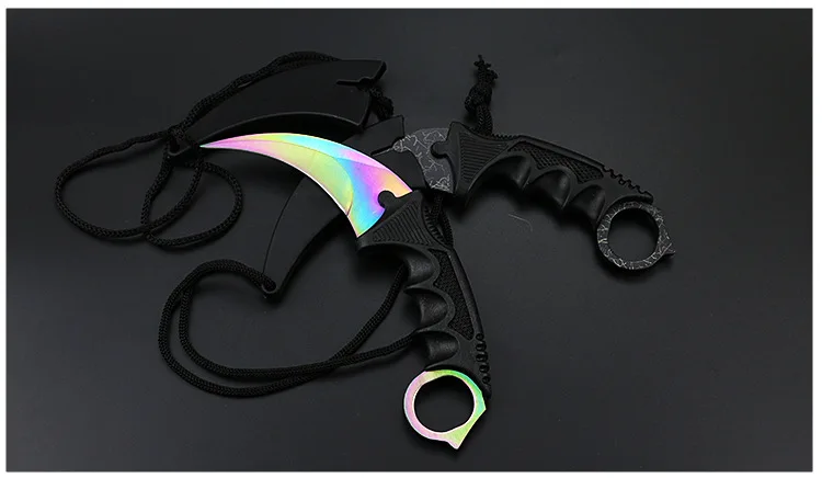 Нож Karambit с фиксированным лезвием, тактический охотничий Радужный нож для выживания, ножи для кемпинга с тигром