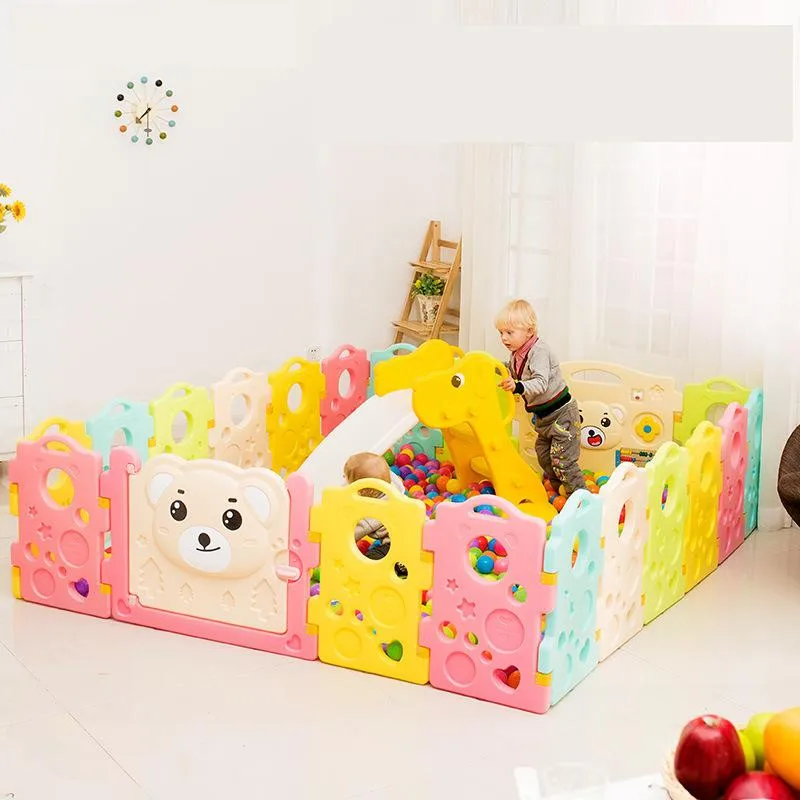 14+1+1 Kids Safety Toy Fences Baby Cartoon Bear Playpens Children's