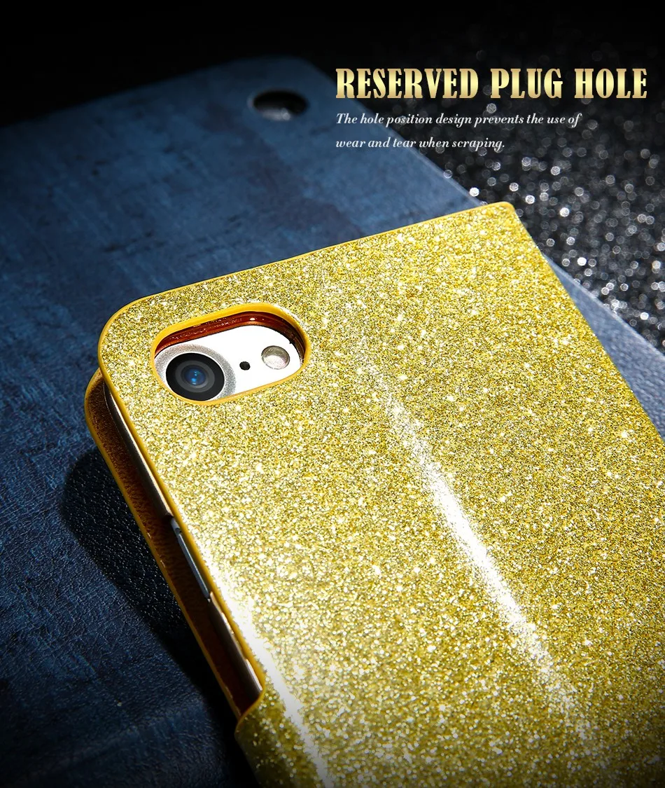 FLOVEME Luxury Bling Diamond Glitter Flip Case for Apple iphone 6 6S 7 Plus 5.5 Leather Girl Bag Wallet Stand Rhinestone Cover (4)