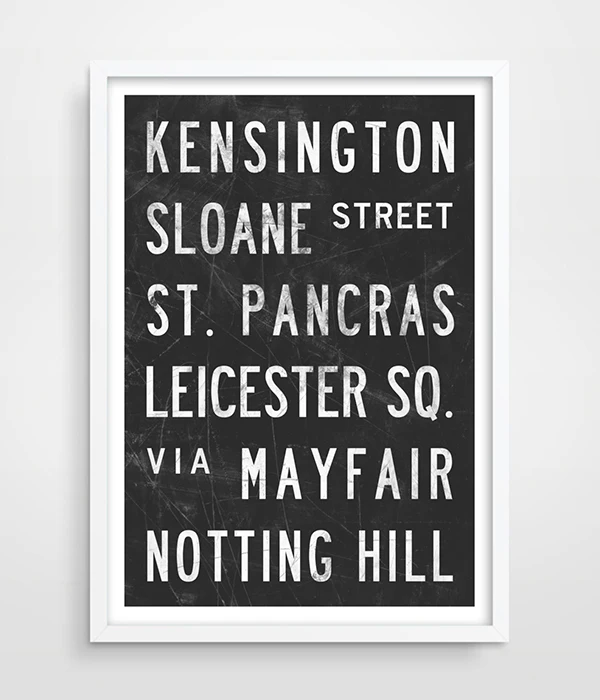 Typographic Print, Distressed Subway Sign, London, UK City Print, Typographic Poster, Vintage Home Decor, Apartment Decor, Typography-1