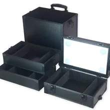 Регулируемая яркость Макияж Box со светодиодными огнями Красота ящик с инструментом розетку