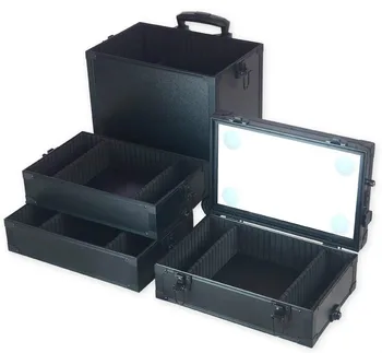 

adjustable brightness Makeup Box with LED lights Beauty Box with tool power outlet