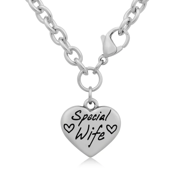 10pcs/lot Wedding Anniversary Gift Special Wife Stamped Heart Charm