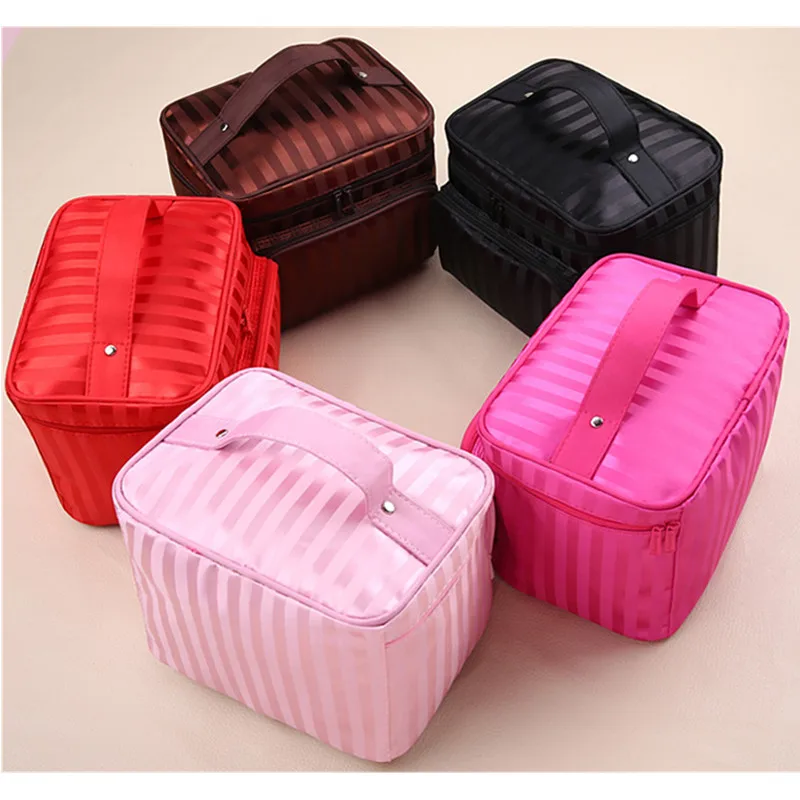 Ladies Fashion Portable Makeup Double Zipper Special Purpose Big Pocket Nylon Box Bags For Travel Cosmetic Storage Cases Product