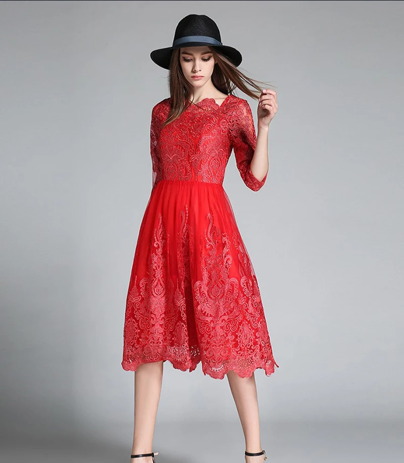 2016 New arrival women's fashion embroidery dresses girls party lace ...