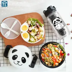 Bento Коробки для обедов японский Стиль микроволновая печь Пластик круглый Творческий мультфильм посуда Отдых Походная посуда для хранения