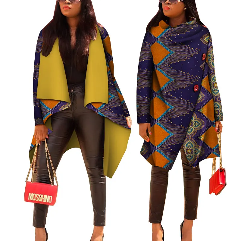 Women African Tops African Print Cotton Casual Coat Women Bazin Riche Trench Coat Lady Traditional African Clothes WY4715 - Цвет: 14