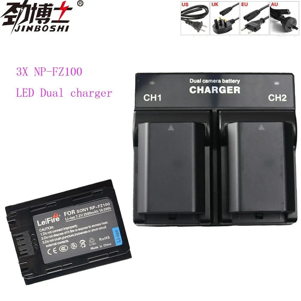 

New 3pcs NP FZ100 NP-FZ100 NPFZ100 Digital batteries +dual Charger for Sony ILCE-9, BC-QZ1, a7r3, A7RIII, ILCE-7RM3, A9R, 7RM3