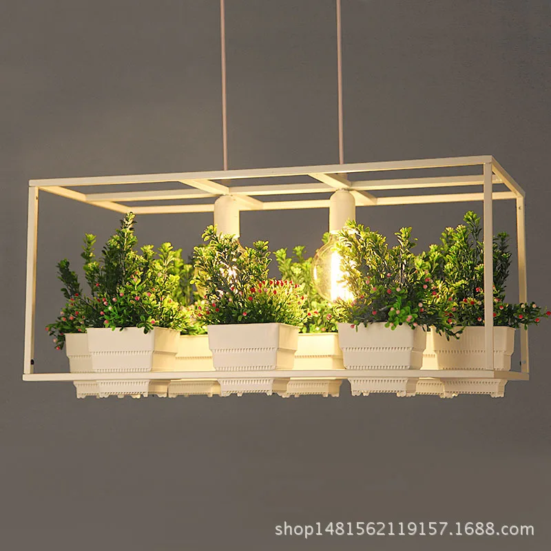 Kaufen Moderne Einfache holz   Eisen Kronleuchter beleuchtung 3 arten schmiedeeisen blumentopf bar restaurant balkon kreative suspension lampe licht