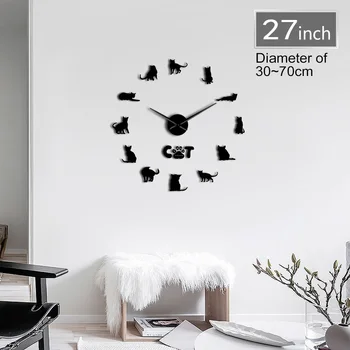 

Modern Tonkinese Cats Breed Silent Wall Clock Animals Kitty Pet Self Adhesive DIY 3D Clock Watch Quartz Clock Battery Operated