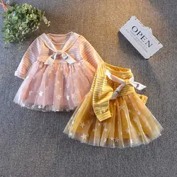 Платье для девочек осенью или весной 2018 Новая горячая Распродажа детская одежда Корейская версия пряжи имеют Четыре цвета доступны