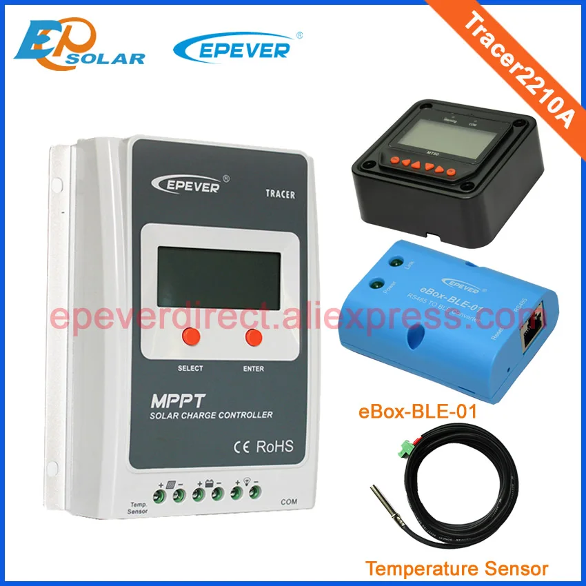 MPPT solar regulator 20A lcd display EPsolar Tracer2210A with MT50 BLE function and temperature sensor two color choices mt50 solar regulator 20a mppt tracer2210a with ble and sensor for 12v 24v auto work
