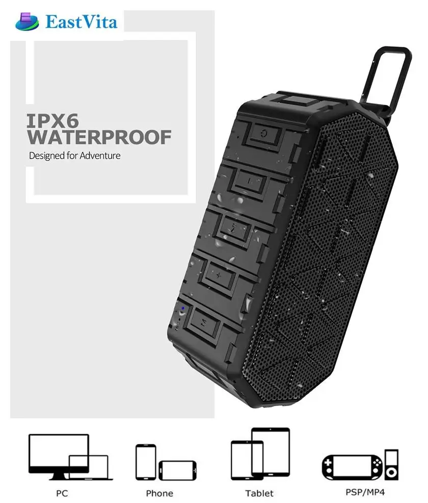 

EastVita X8 Mini Outdoor Waterproof Wireless Bluetooth Speaker Shockproof Loudspeaker Deep Bass Subwoofer for Bike Travel r30