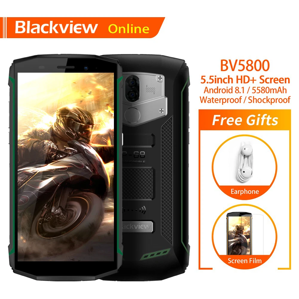 Blackview BV5800 оригинальный 5 &quotпрочный IP68 водонепроницаемый мобильный телефон 2 Гб + 16