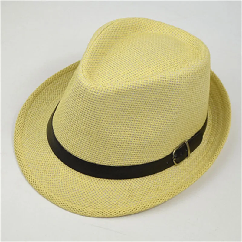 Retro Straw Fedoras Top Jazz Plaid Hat Spring Summer Bowler Hats Cap Classic Version Hats Casual Beach Hat For Men Women