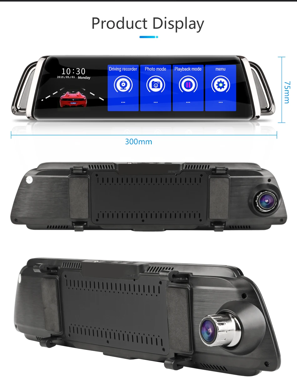 Jansite 1" Автомобильный видеорегистратор с сенсорным экраном видеорегистратор с двумя объективами фронтальная камера 1080P экран авто камера s видео рекордер 720P зеркало заднего вида