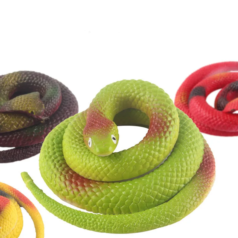 

1PC 75cm Environmental Protection Rubber Snake Randomly Send Tricky Toys Soft Rubber Pseudo-snake Halloween Joke Funny Toy Snake