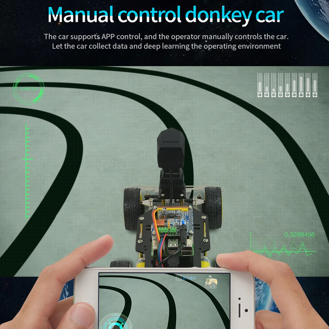 MODIKER High Tech Car Smart AI Line Follower Robot Opensource DIY Self Driving Platform Programmable Toys