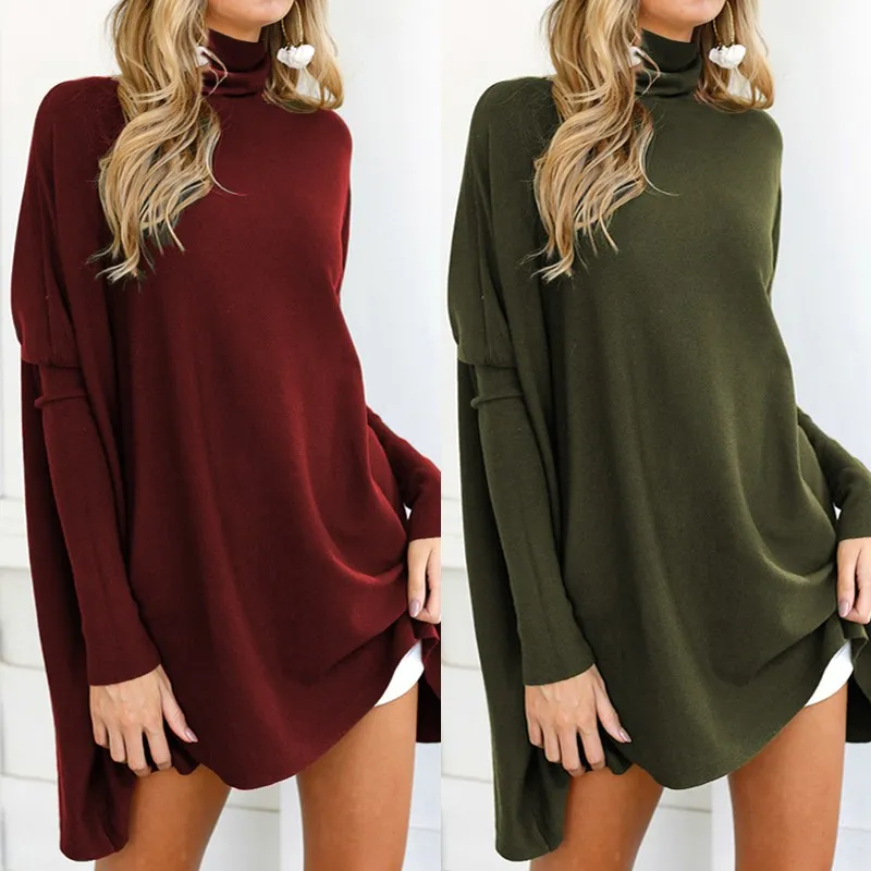 Celmia 2018 Autumn Winter Oversized Top Women Turtleneck