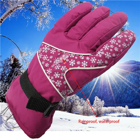 Winter Warm Snowboard Ski Gloves Men Women Mountain Skiing Snowmobile Waterproof Snow Motorcycle Gloves Windproof guanti moto - Цвет: Красный