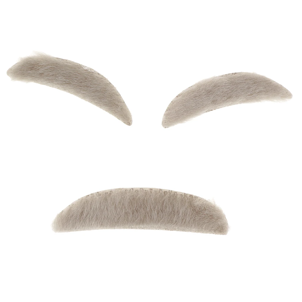 Funny Stylish Old Man Adhesive Eyebrows Mustaches Fancy Dress Costume Props