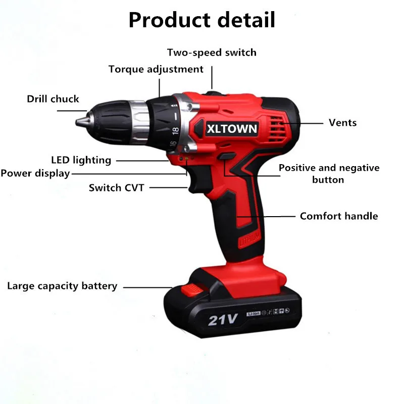 XLTOWN 12/16. 8/21V электрическая отвертка аккумуляторная дрель ручная дрель домашний многофункциональная электрическая отвертка Электроинструмент ручной дрил