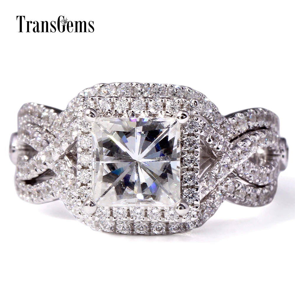 Женский набор обручальных колец Transgems 2 6 Ctw FGH Moissanite с акцентами из моиссанита для
