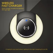 

Desktop qi wireless charger mobile stand night light combo Universal 10W fast charging smart touch memory function Nightlight