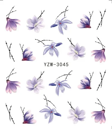 Наклейки для ногтей на выбор, цветные цветы, роза, валентинка, вода, полное покрытие, наклейки для дизайна ногтей, амулеты - Цвет: YZW-3045
