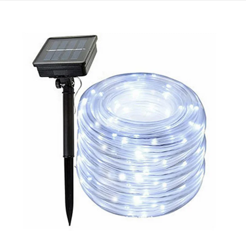 5M Solar Powered Tube Light Rope Outdoor Garden Strip 50 White LED with 2M Wire