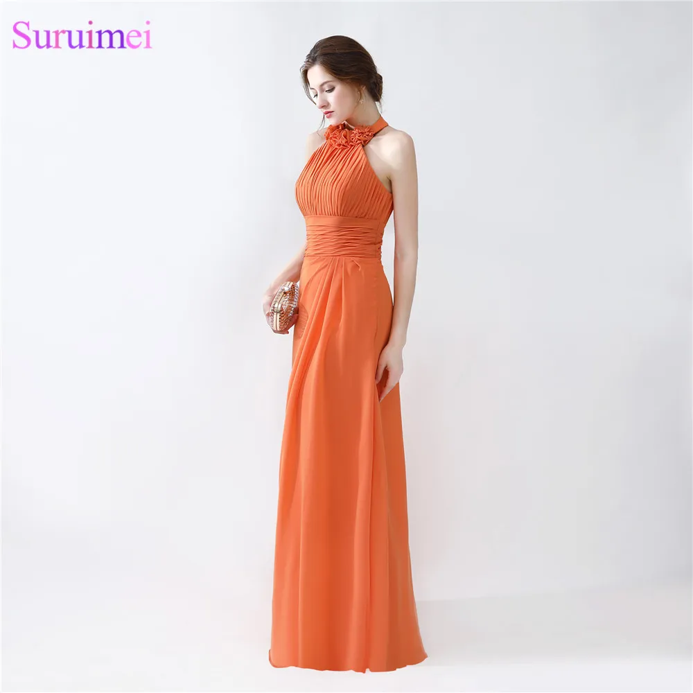 orange full length dress