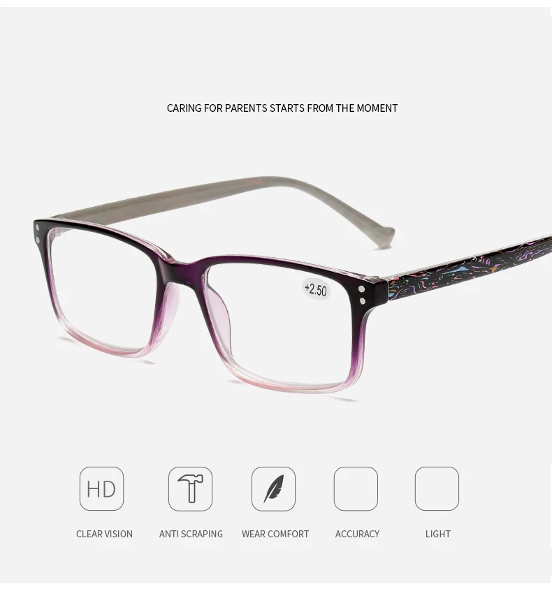 Модные сверхлегкие квадратные очки для чтения, женские и мужские прозрачные линзы, анти-синие компьютерные очки, очки для чтения Пресбиопии