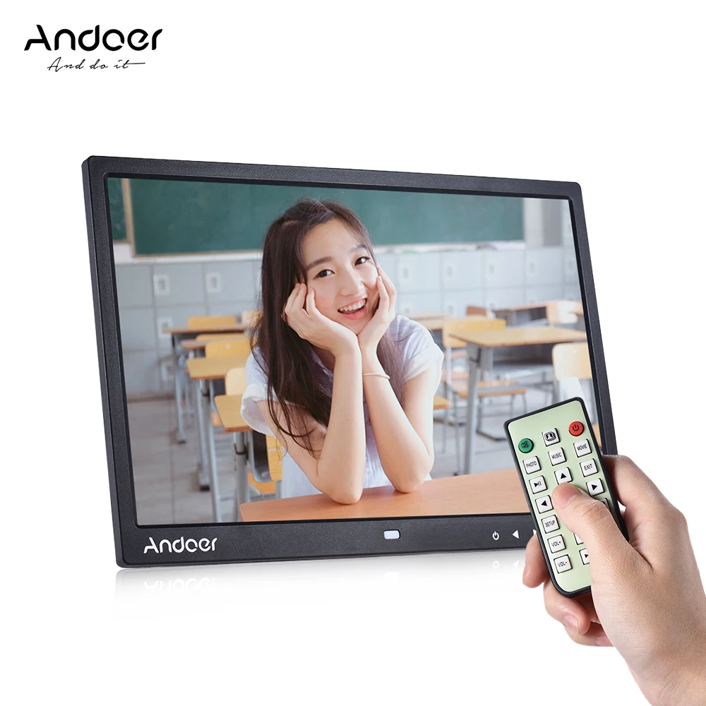 Andoer 1" светодиодный цифровой фоторамка изображения 1080 P MP4 видео MP3 аудио TXT электронные часы календарь 1280*800 HD w/пульт дистанционного управления 2 цвета
