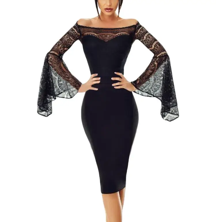 Платье С Кружевными Расклешенными Рукавами Купить