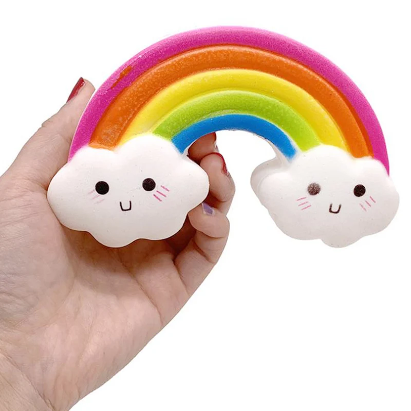 Kawaii Smiley Rainbow мягкое медленно поднимающееся имитационный хлеб торт мягкое ароматизированное облегчение стресса игрушки 15,5x8,5 см