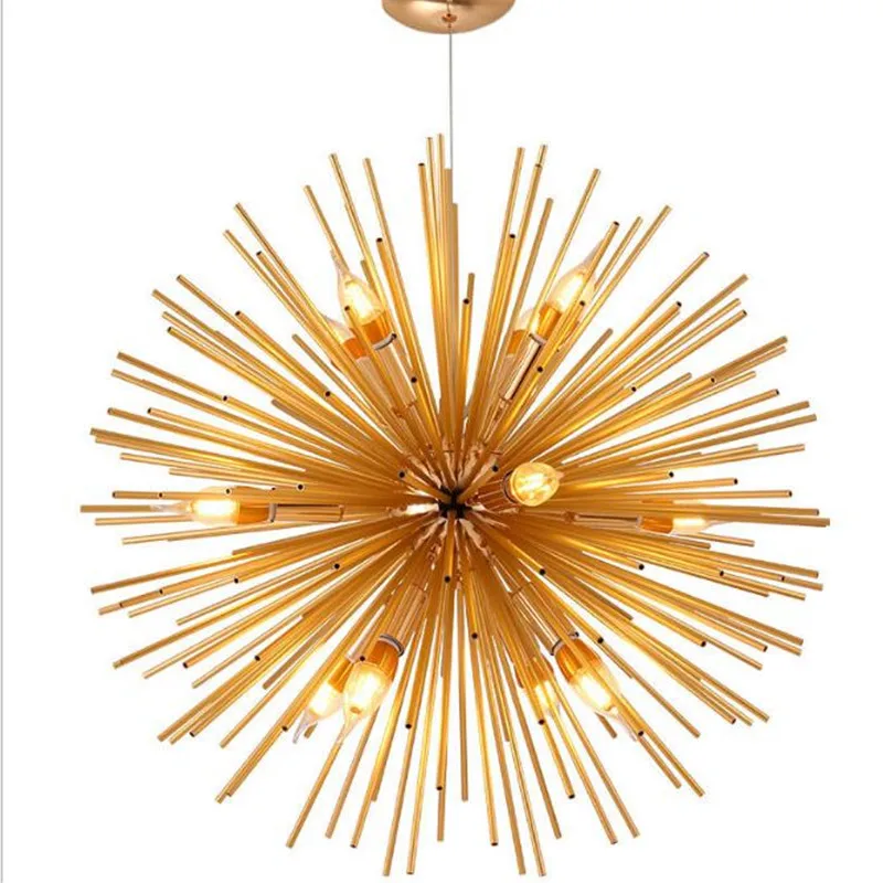 

Modern Luxurious Dandelion Gold Alloy Pipes Pendant Light for Dining Room Parlor Bar Restaurant Creative Metal Suspension 1828