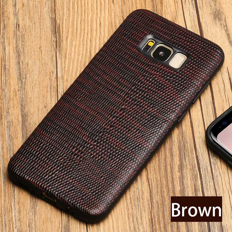 Чехол для телефона для samsung Galaxy Note 8 9 A8 A7 A5 A3 J3 J5 J7 S6 S7 край S8 S9 плюс s10e задняя крышка с текстурой кожи ящерицы - Цвет: Brown