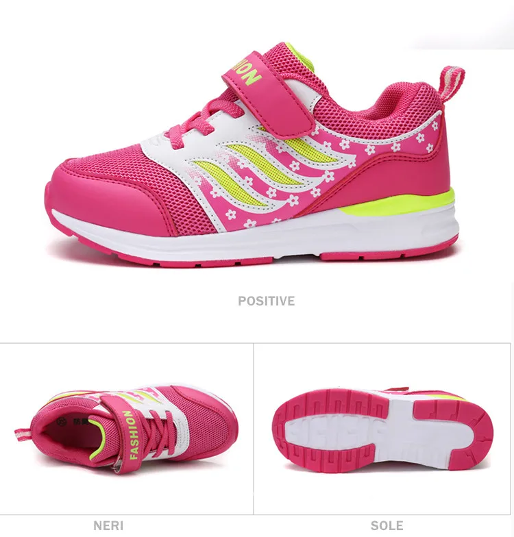 Летняя дышащая сетчатая обувь для девочек; модная повседневная детская обувь; светильник; мягкие Нескользящие Детские кроссовки; размеры 28-38