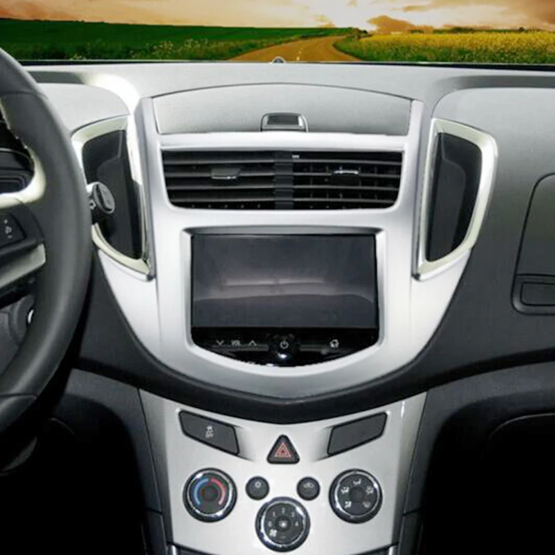 

For Chevrolet Trax 2014 2015 2016 accessories ABS Chrome Car Central Console air outlet Control Panel frame styling cover trim