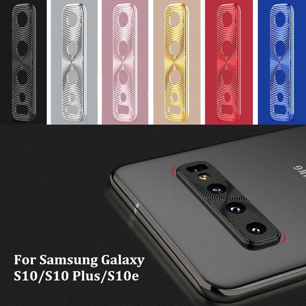 

Metal Back Camera Lens Guard Circle Protector Case For Samsung Galaxy S10 Plus S10e Protective Ring Cover With Sticker
